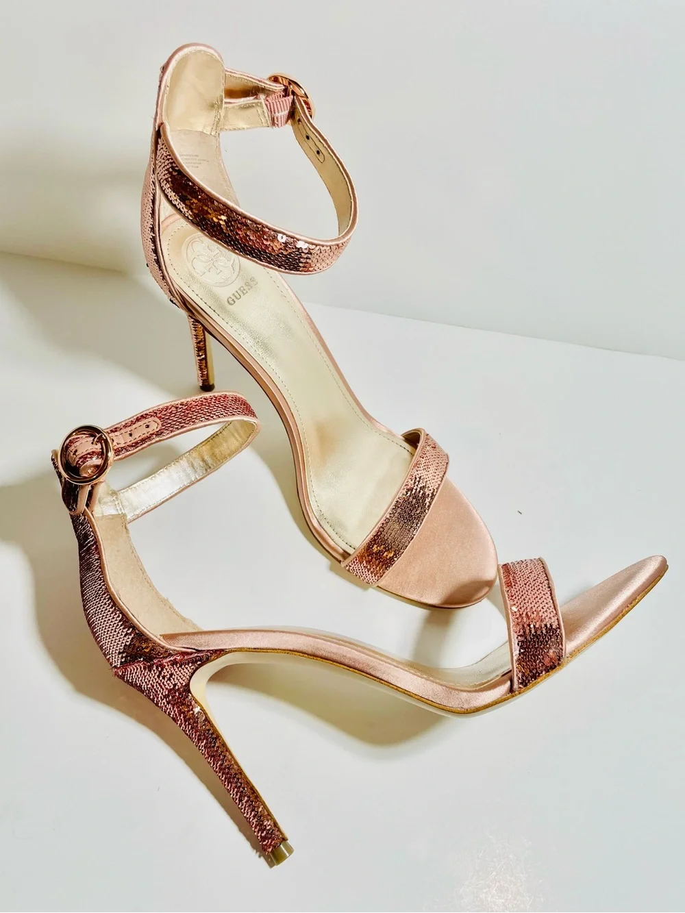 GUESS Pink Sequin Sandal Heels